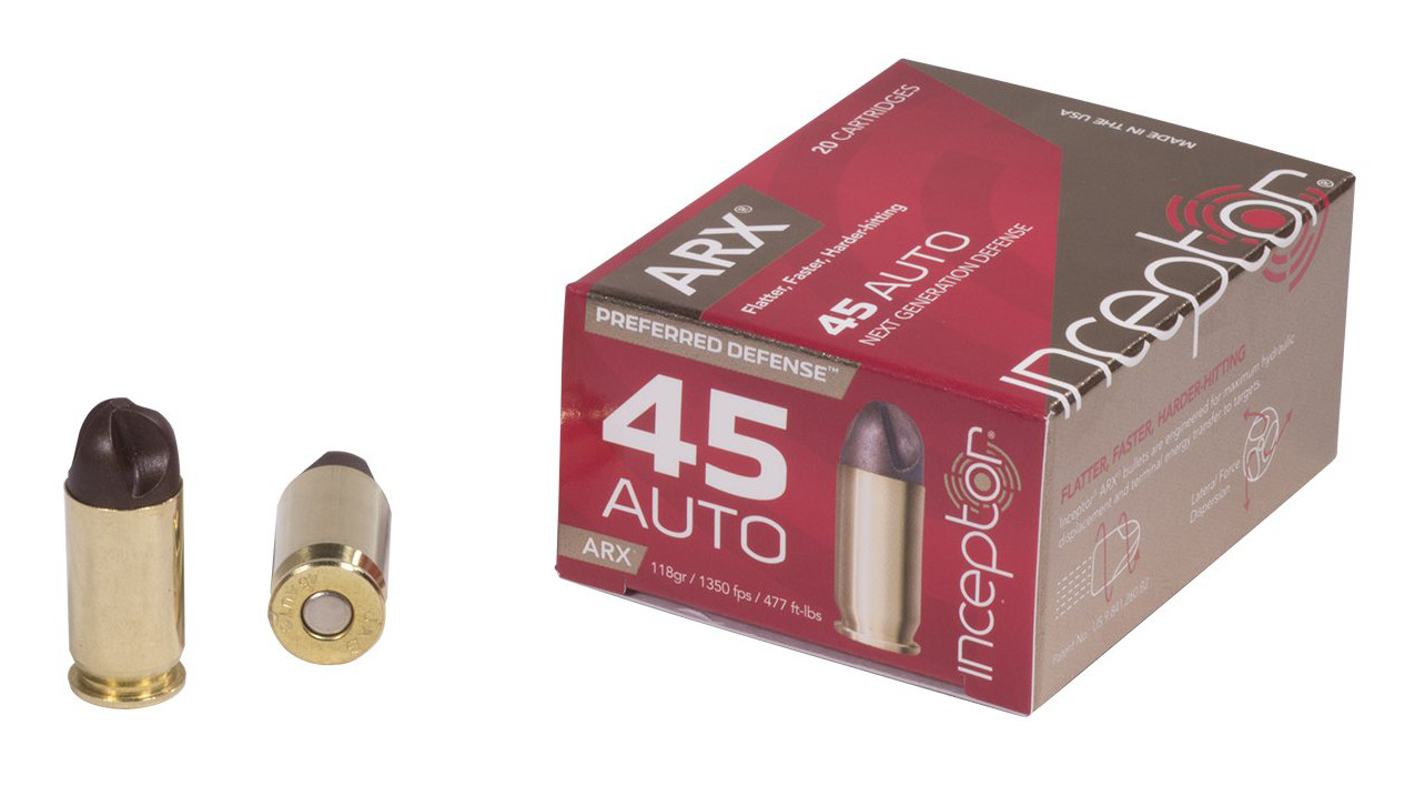 Inceptor Ammunition 45 Auto 118 Grain ARX Brass Pistol Ammunition