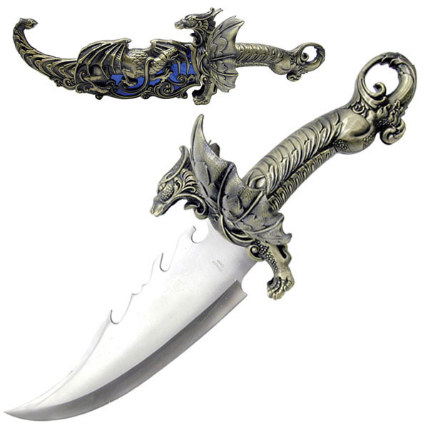  10 Dragon Fantasy Sword Dagger Stainless Steel Fixed Blade  Knife Gothic Collectible Gold : Tools & Home Improvement