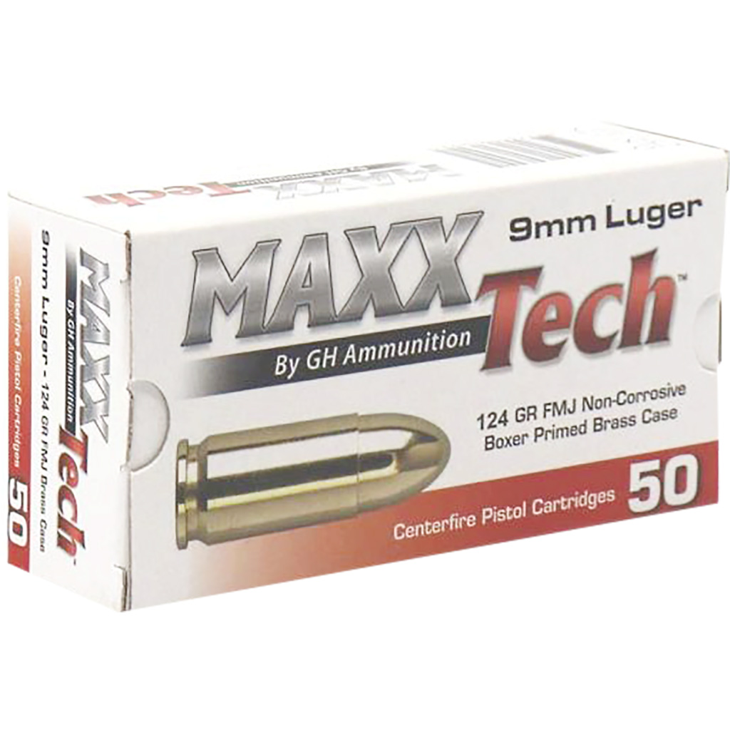 MaxxTech 9mm Luger 124 Grain Full Metal Jacket Pistol Ammunition