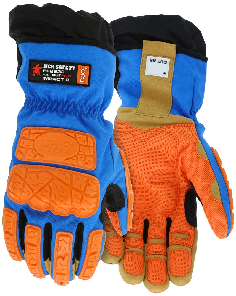 MCR Safety ForceFlex Insulated Mechanics Cut Resistant Work Gloves, D3O  Back of Hand and Padded Palm, MaxGrid Reinforced Palm, Hipora Waterproof  Bladder