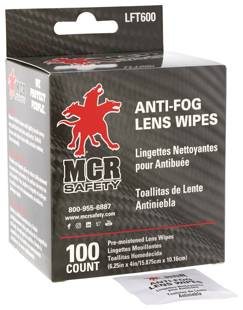 MCR Safety PreMoistened AntiFog Lens Wipes Individually Packaged Lens