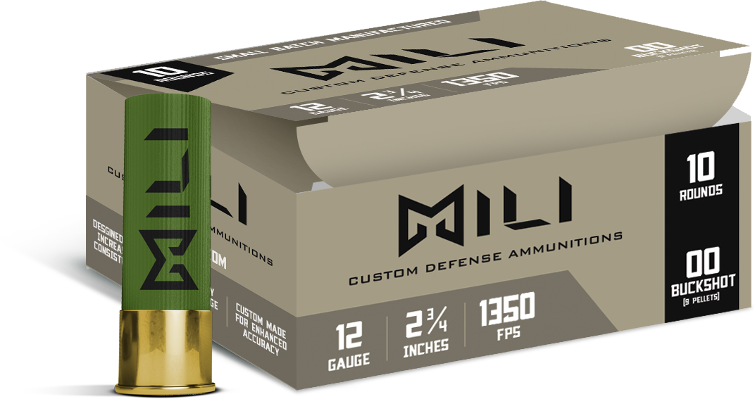 MILI Ammo 12 Gauge #00 Buck 9 Pellet 2.75" Shotgun Buckshot Ammunition