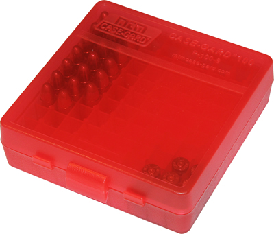 Clear Red MODEL# P-100-3-29 100-Rd Ammo Case MTM Case Flip Top .38/357 