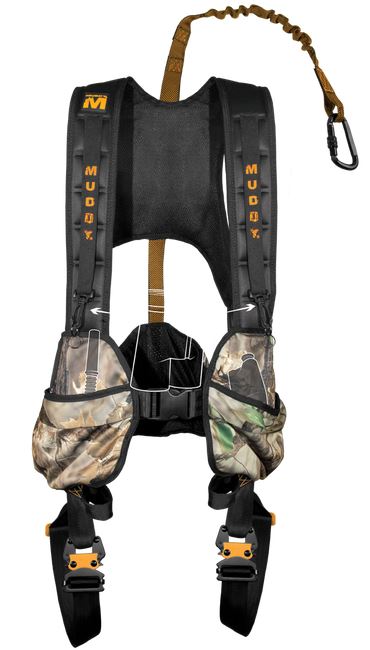 Muddy MSH600-L-C CrossOver LG Hunting Rope Tree-Strap Treestand Safety Harness 