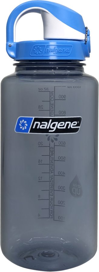 Nalgene Narrow Mouth Water Bottle 1 Quart Gray with Black Lid 