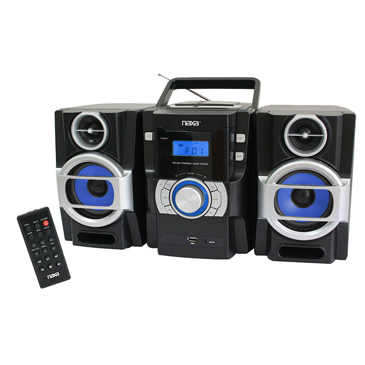 Black/Blue NAXA Portable MP3/CD Player AM/FM Stereo Radio & USB Input 
