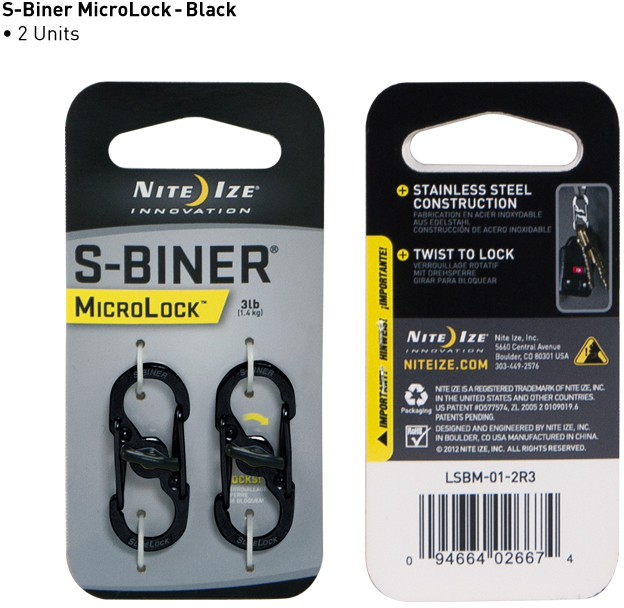 Nite Ize S-Biner MicroLock Aluminium Wiregate S-Carabiner Clips, Each Holds  3 Keys, 5-pk
