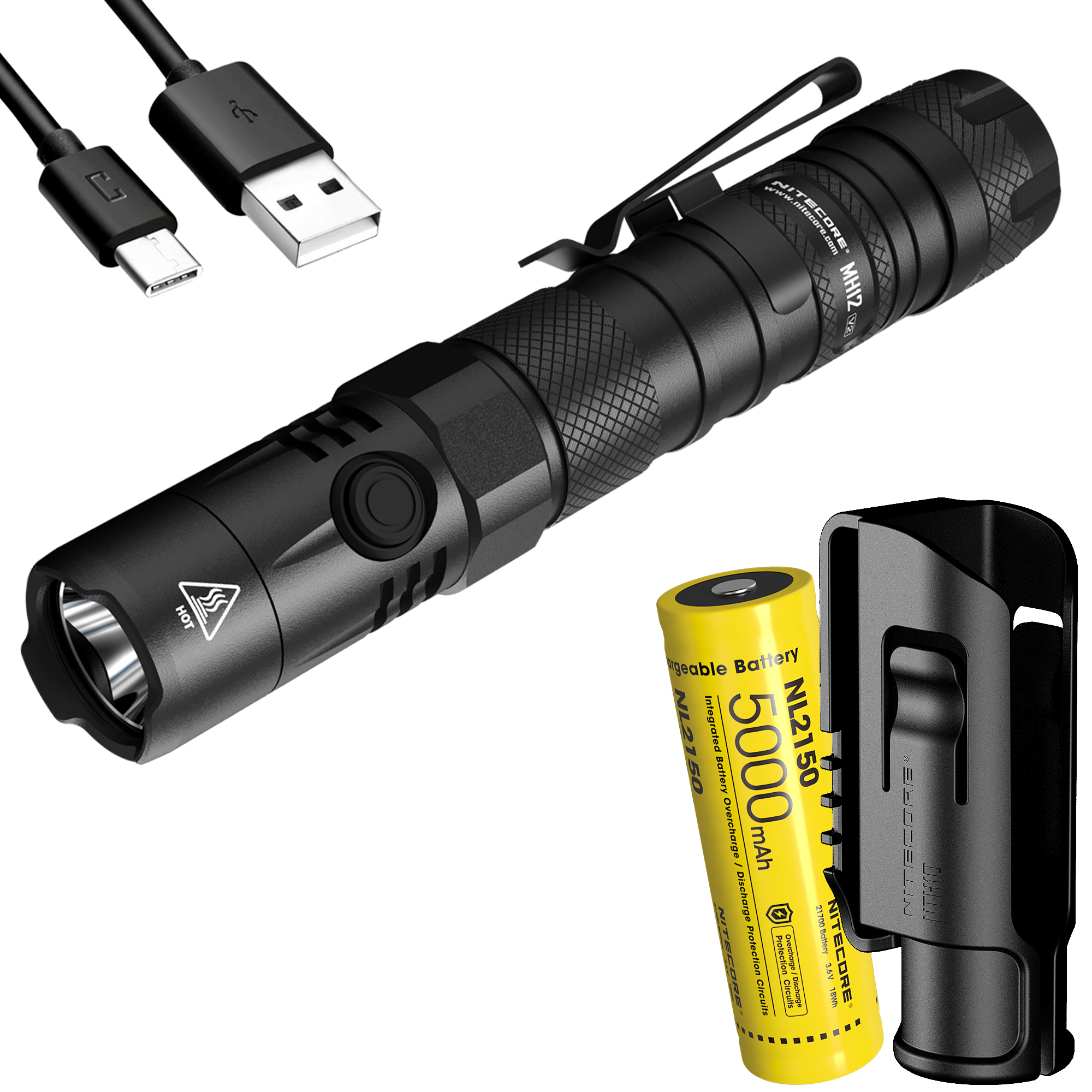 Nitecore MH12 v2 CREE XP-L2 V6 LED USB-C Rechargeable Flashlight w  