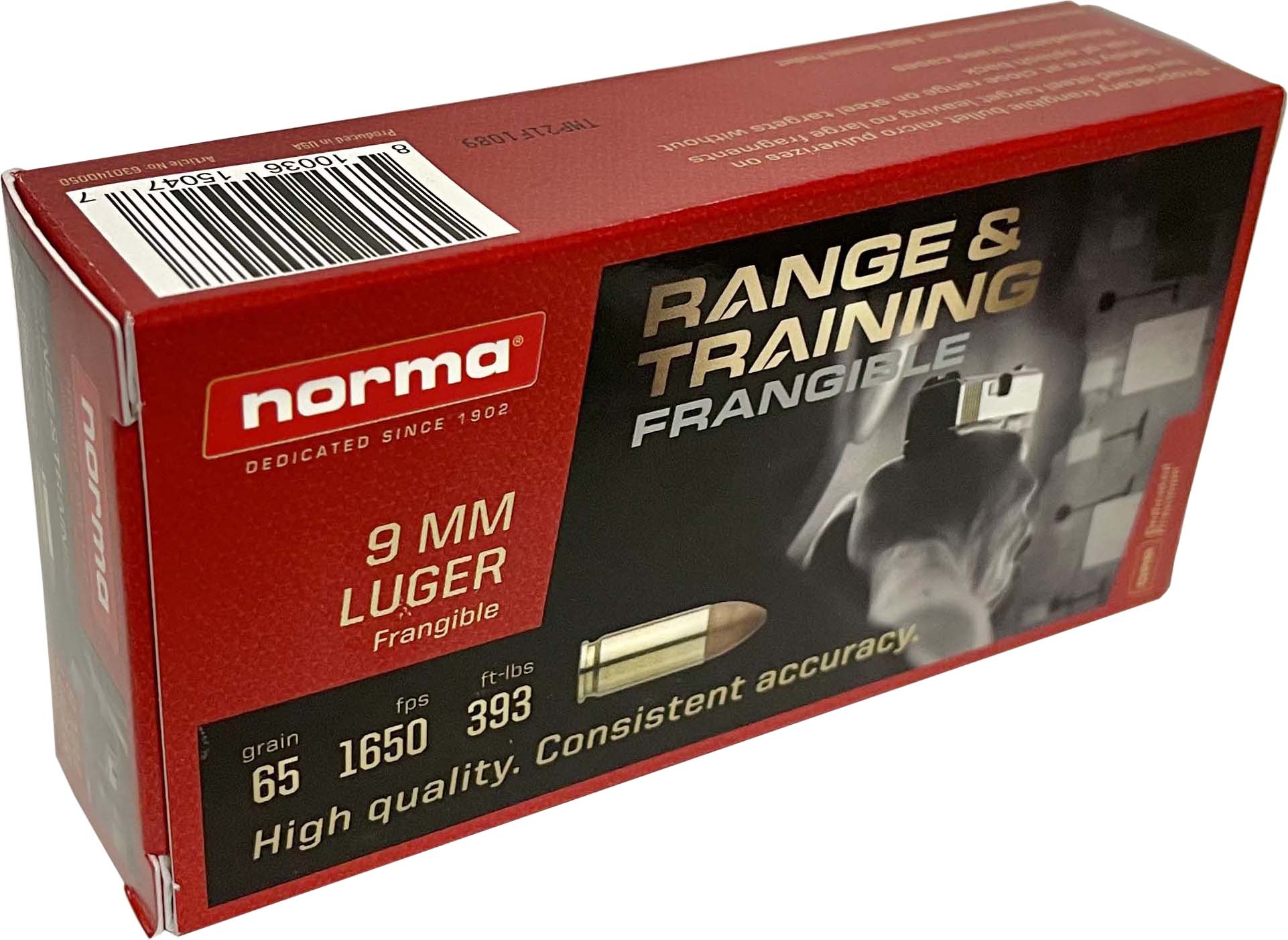 Norma Range Training Frangible 9mm Luger 65 Grain Norma Frangible Brass Cased Centerfire Pistol Ammunition