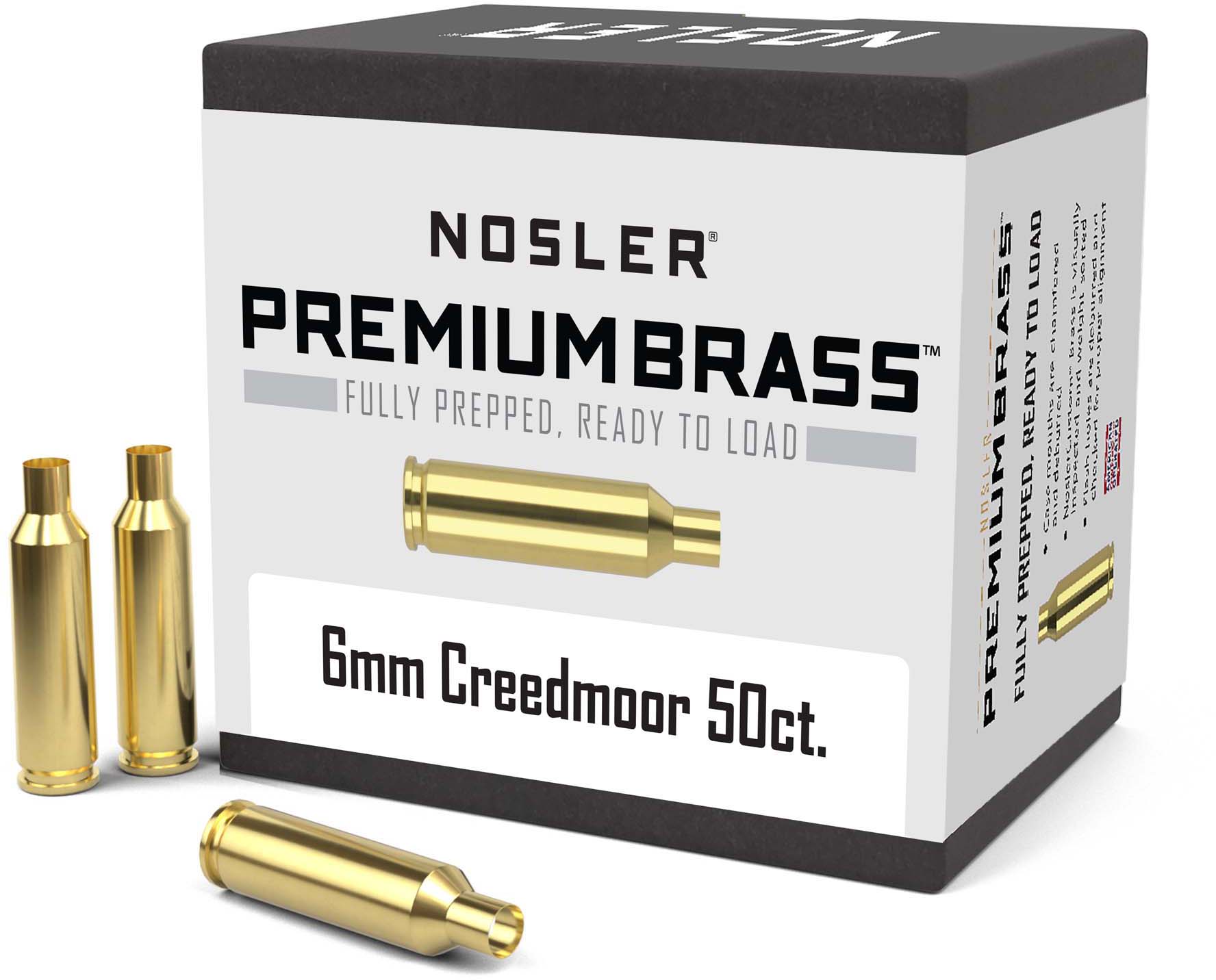 Nosler 10229 Unprimed Brass 6mm Creedmoor Brass 50 Per Box