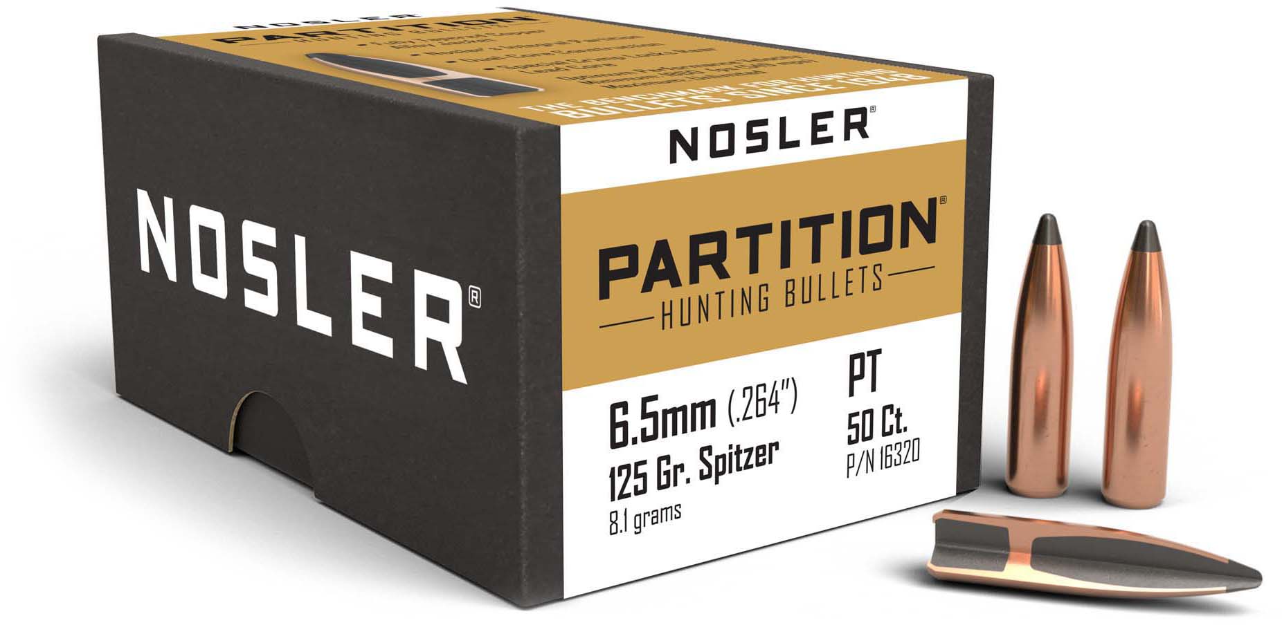 Nosler 16320 Partition 6.5mm .264 125 GR Partition Spitzer 50 Box