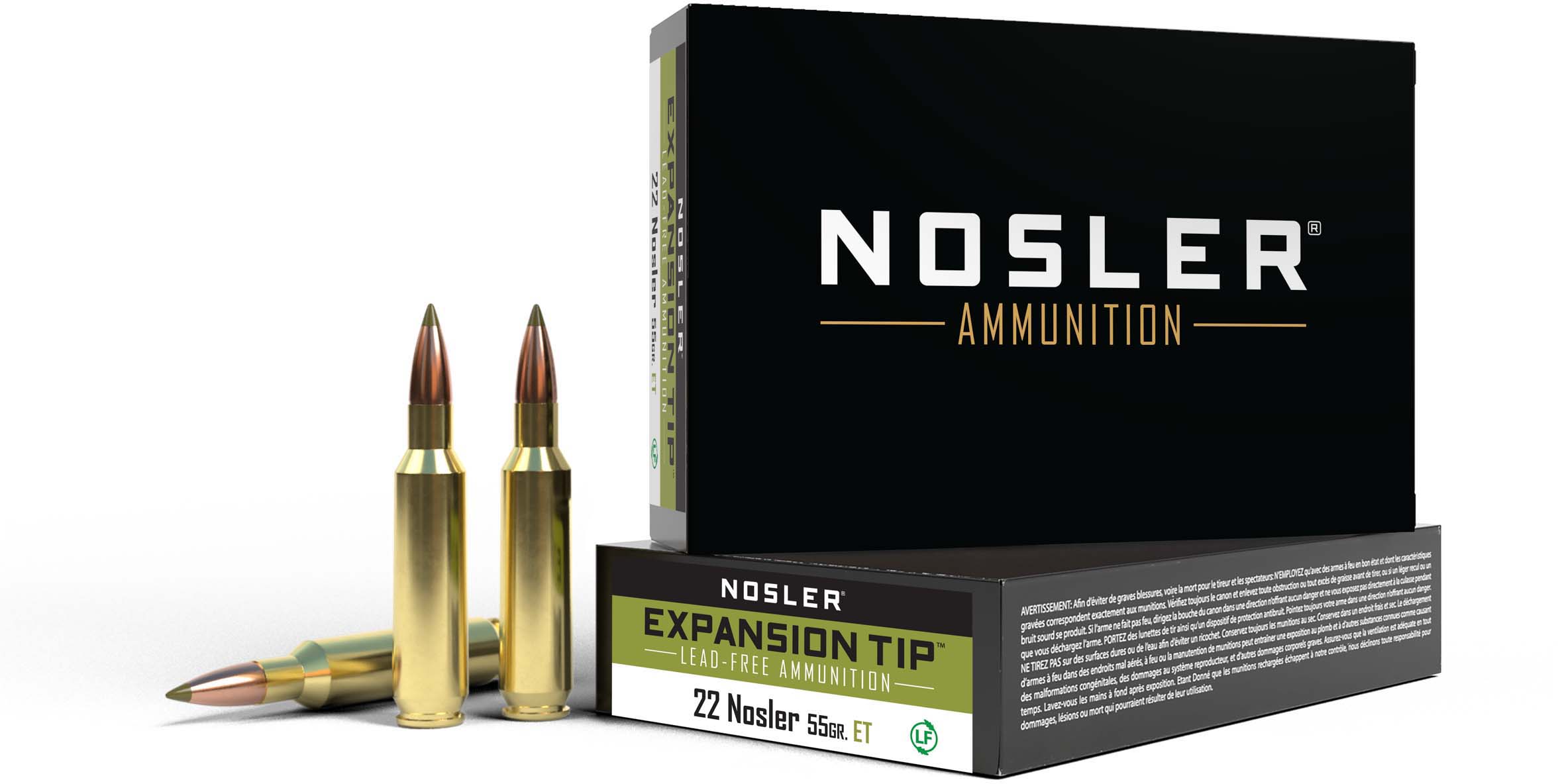 Nosler .22 Nosler E-Tip 55 grain Brass Cased Rifle Ammunition