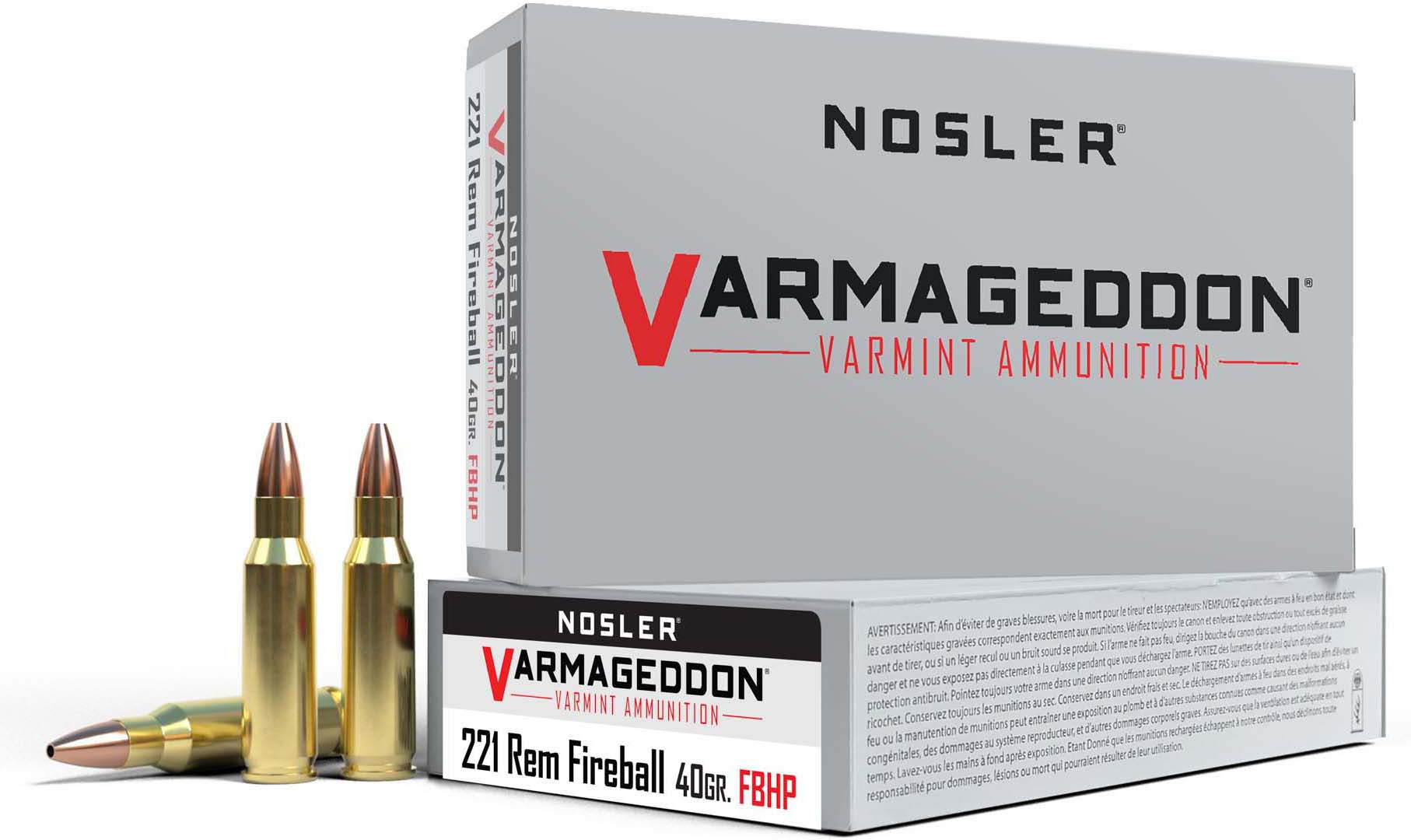 Nosler .221 Remington Fireball Flat Base Hollow Point40 grain Brass Cased Rifle Ammunition