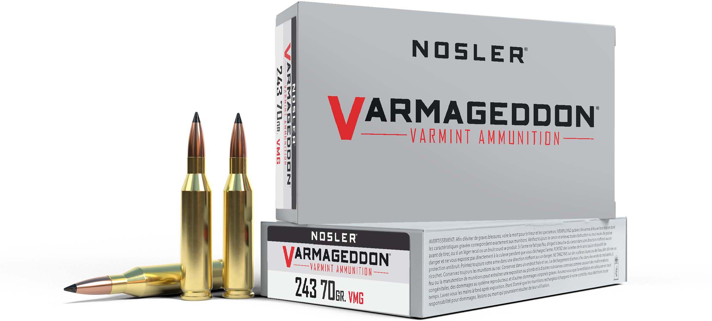 Nosler .243 Winchester Flat Base Tipped 70 grain Brass Cased Rifle Ammunition