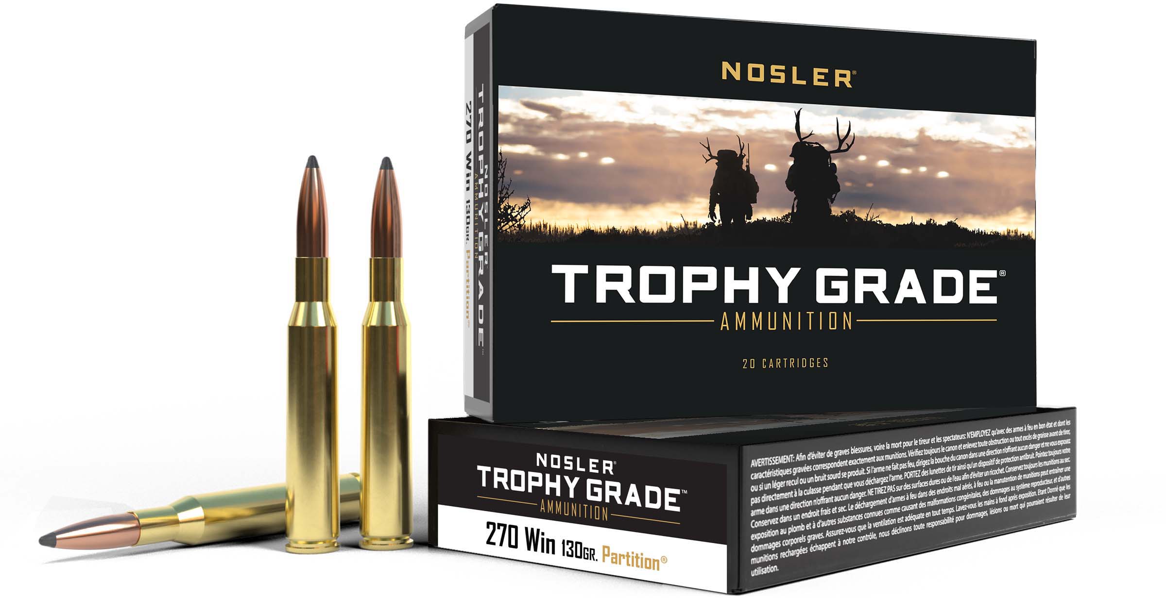 Nosler .270 Winchester Partition 130 grain Brass Cased Rifle Ammunition