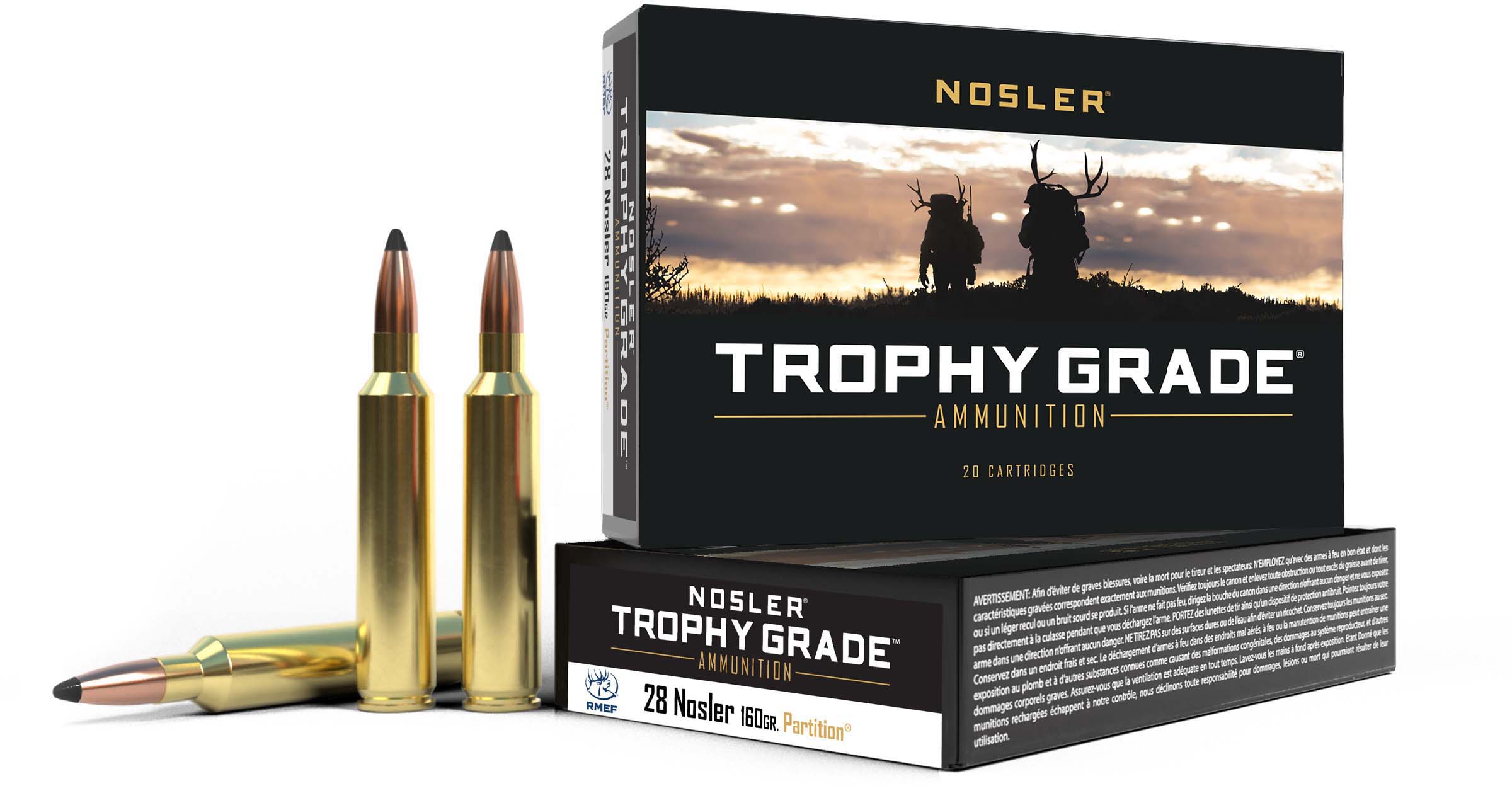 Nosler .28 Nosler Partition 160 grain Brass Cased Rifle Ammunition