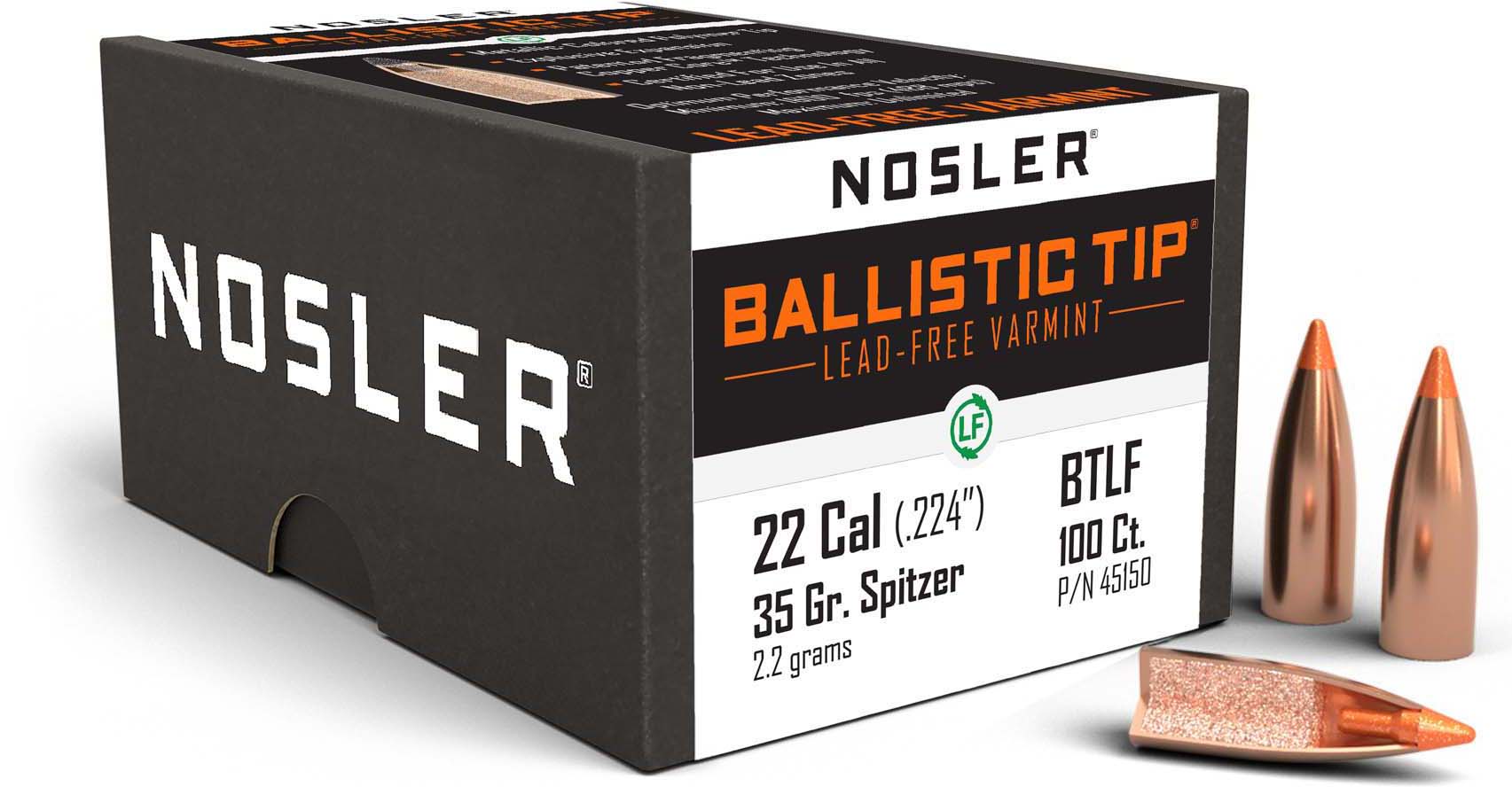 Nosler 45150 Ballistic Tip Lead Free 22 Caliber .224 35 GR Ballistic Tip Lead-Fr