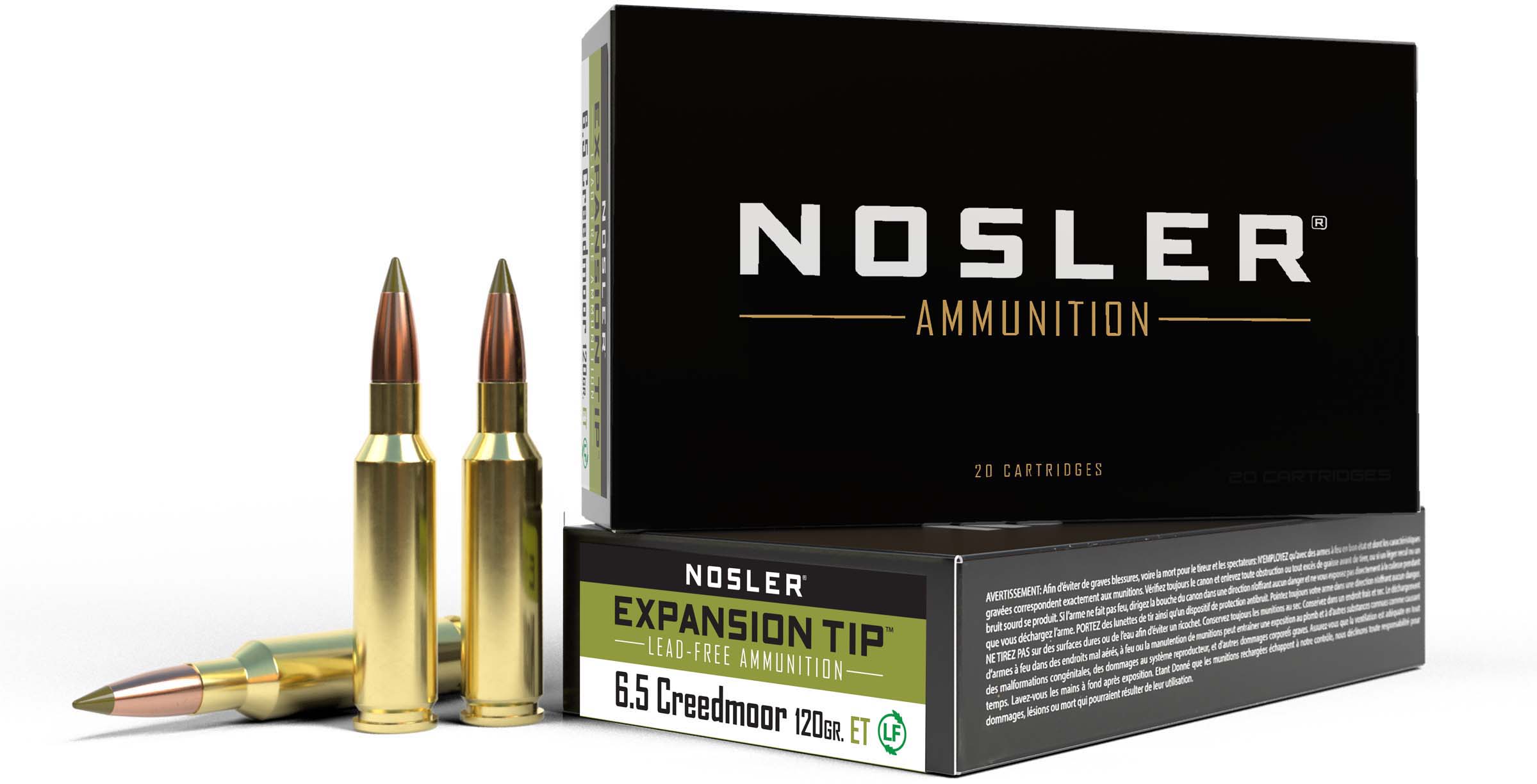 Nosler 6.5mm Creedmoor 120 Grain E-Tip Brass Cased Centerfire Rifle Ammunition