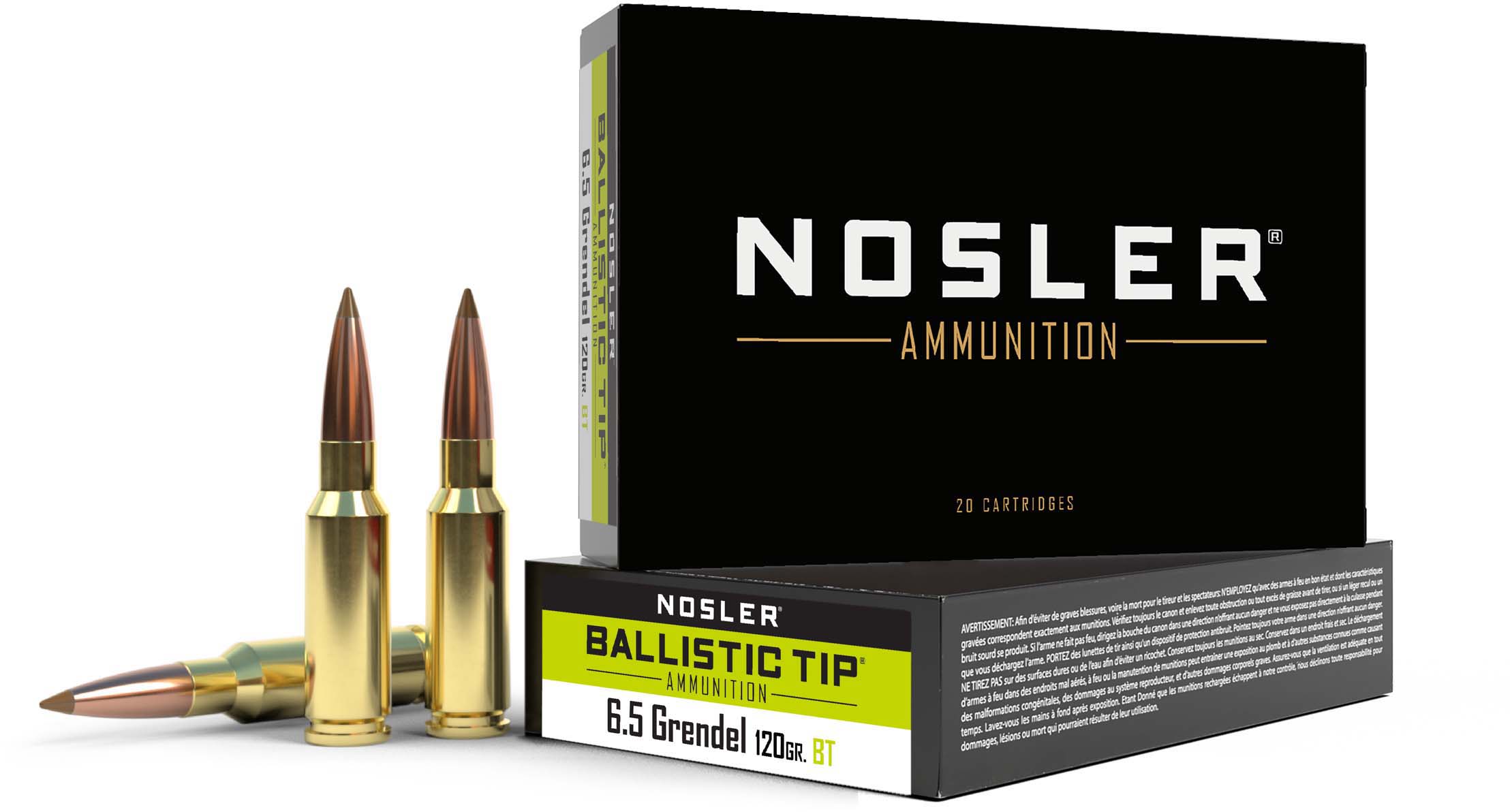 Nosler 6.5mm Grendel Ballistic Tip 120 grain Brass Cased Rifle Ammunition
