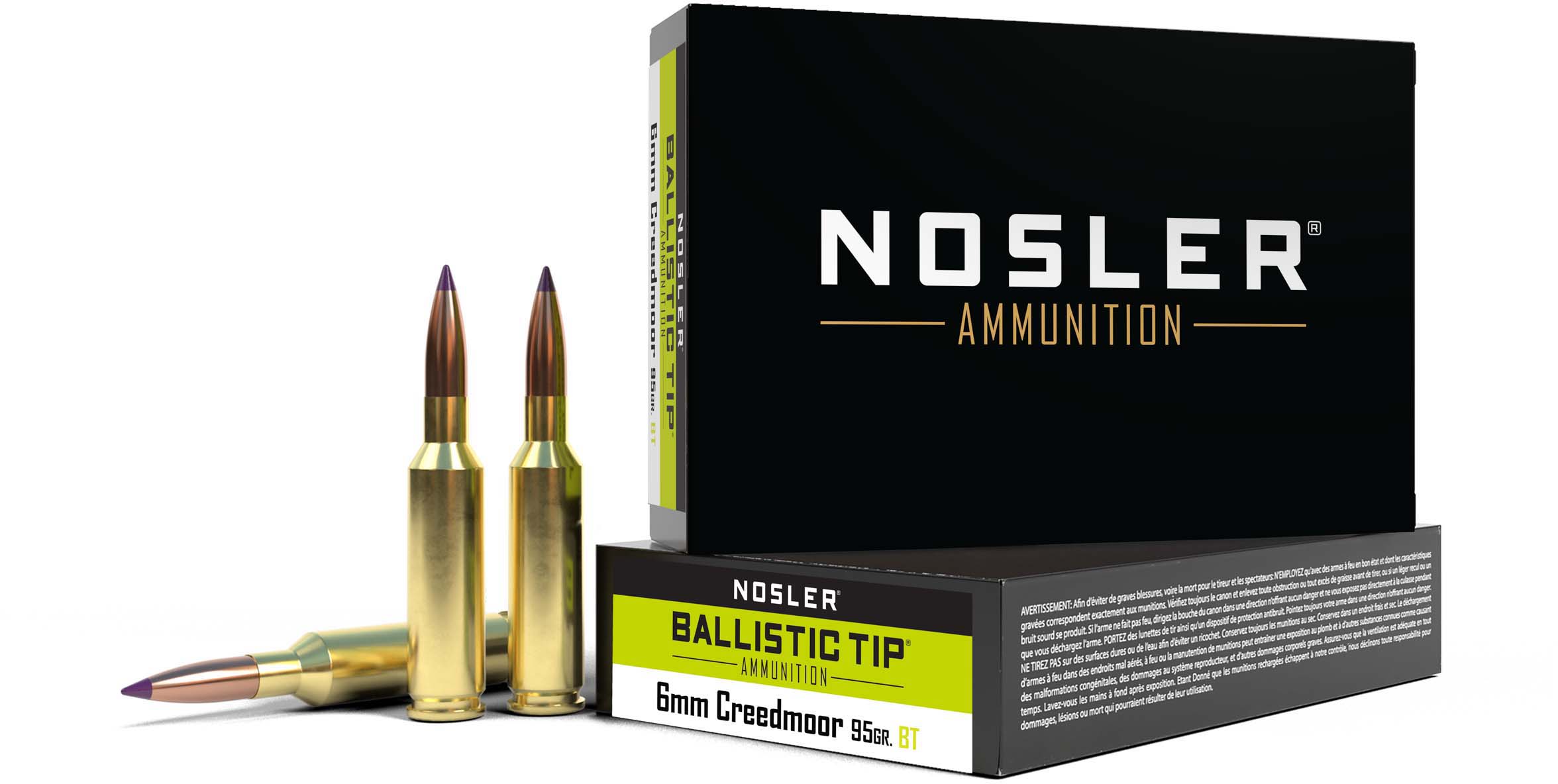 Nosler 6mm Creedmoor 95 Grain Ballistic Tip Brass Cased Centerfire Rifle Ammunition