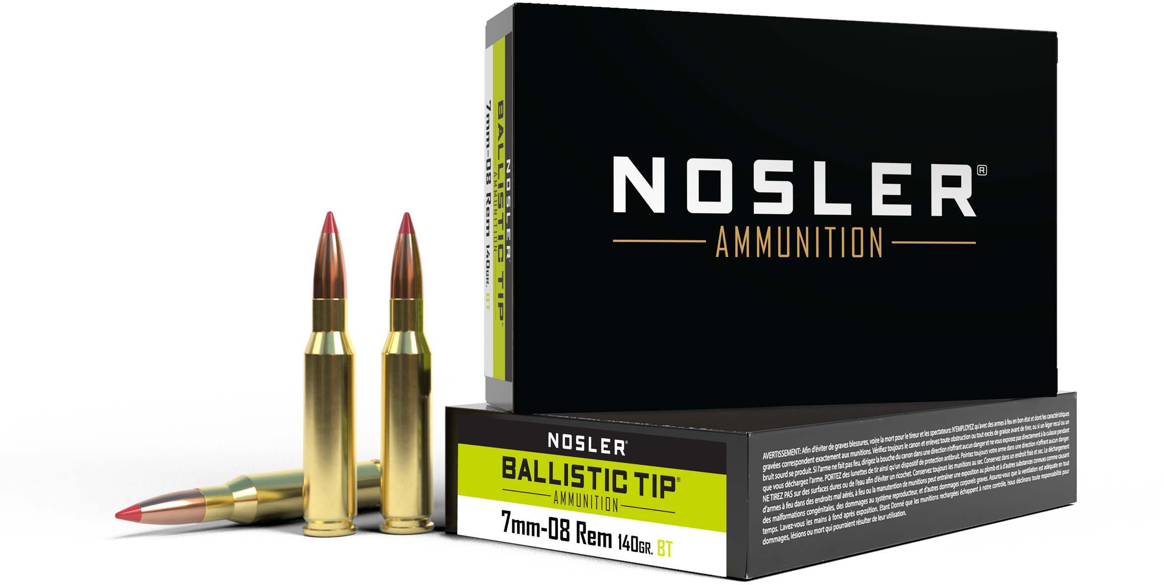 Nosler 7mm-08 Remington 140 Grain Jacketed Soft Point Brass Cased Centerfire Rifle Ammunition