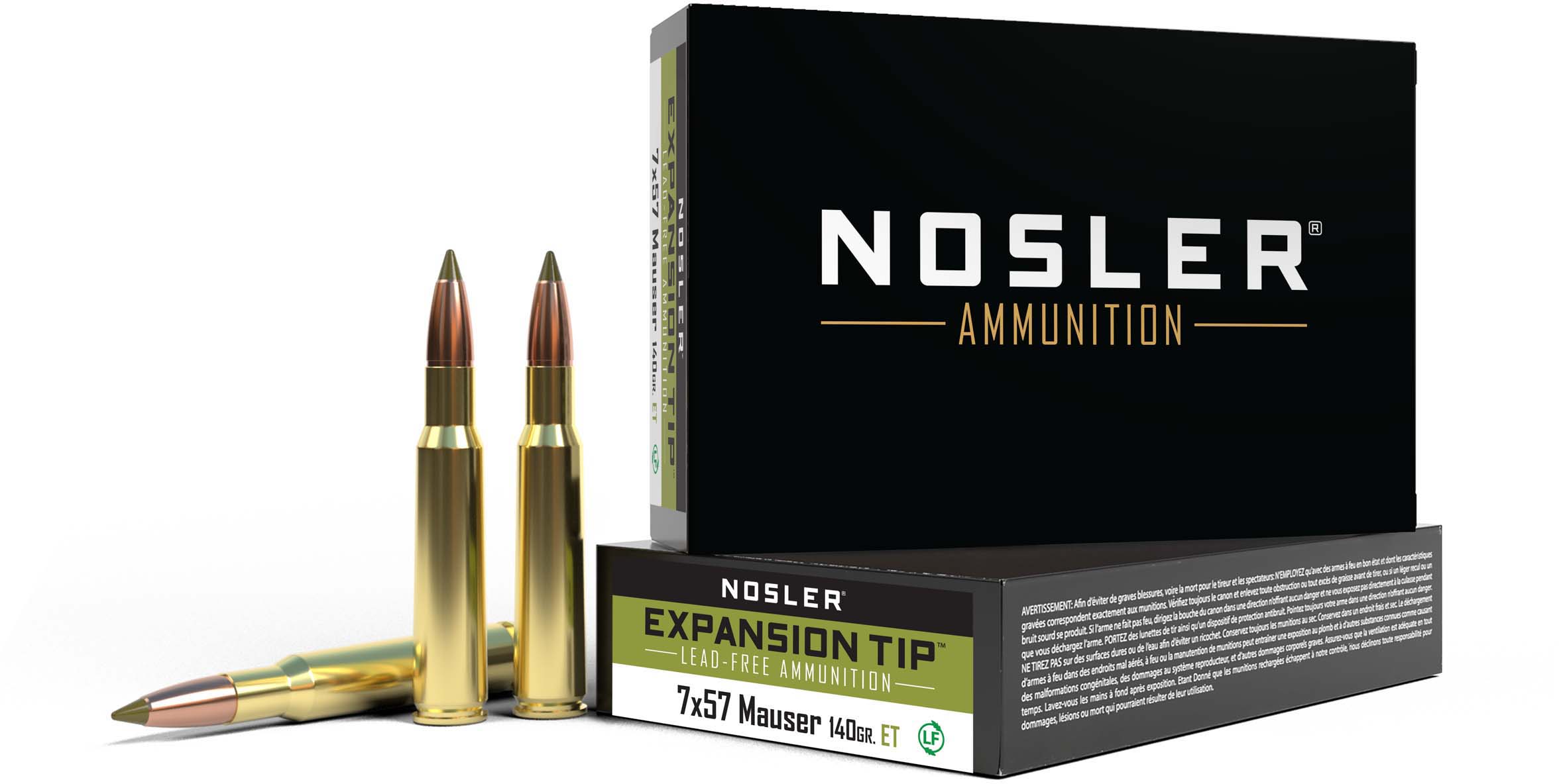 Nosler 7x57mm Mauser 140 Grain E-Tip Brass Cased Centerfire Rifle Ammunition