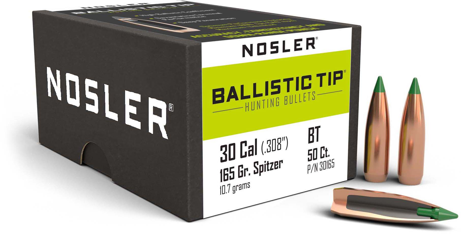 Nosler Ballistic Tip Hunting Rifle Bullet .30 Caliber 165 Grain