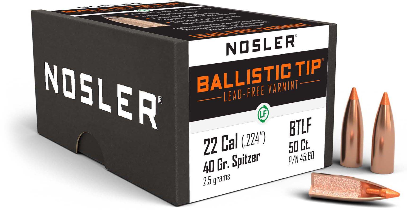 Nosler Ballistic Tip Lead Free Varmint Rifle Bullet .22 Caliber 40gr