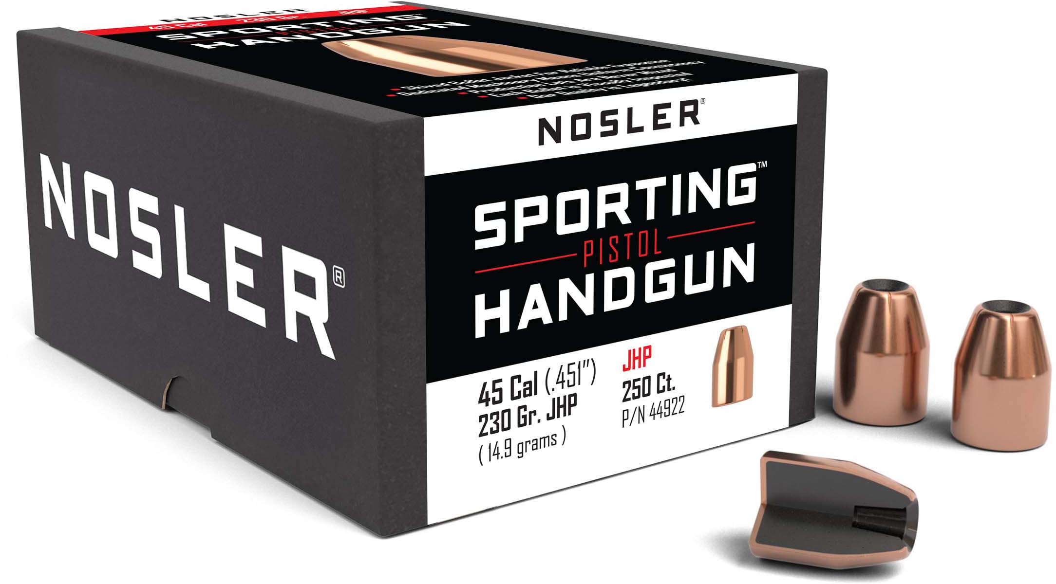 Nosler HandGun Pistol Bullet .45 Caliber 230gr JHP