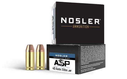 opplanet nosler match grade 45 acp 230 grain jacketed hollow point brass cased cased pistol ammo 20 rounds 51277 main 1