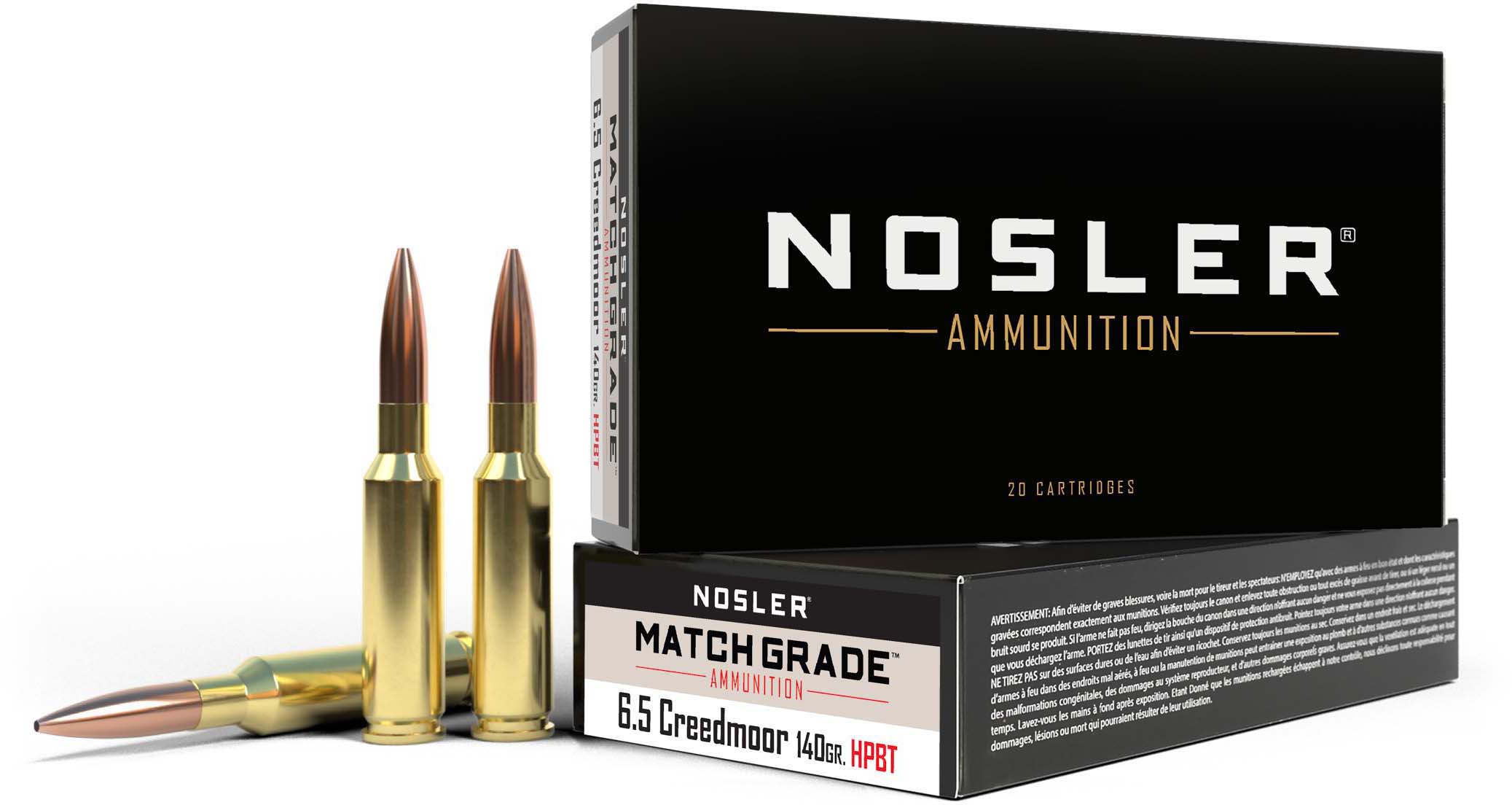 Nosler Match Grade 6.5mm Creedmoor 140 Grain Custom Competition Brass Cased Centerfire Rifle Ammunition