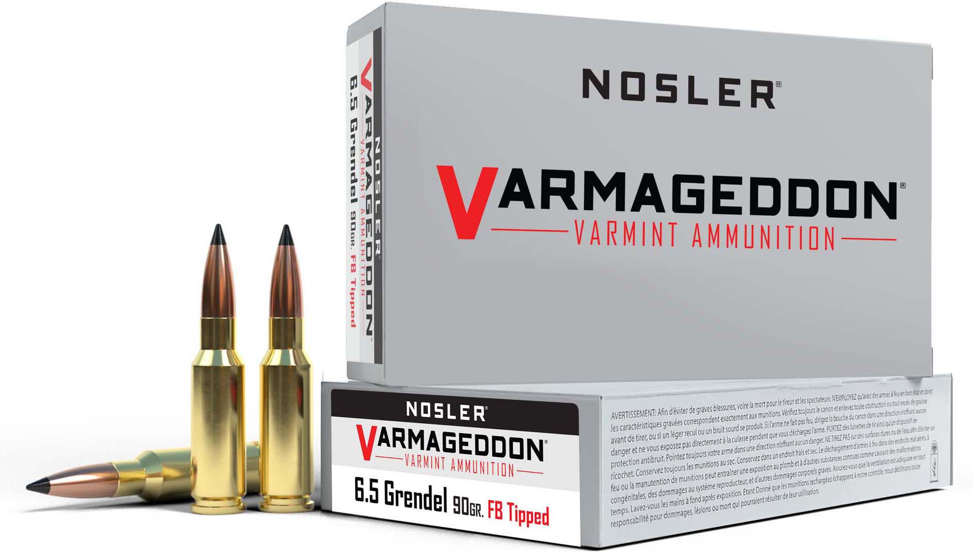 Nosler Match Grade 6.5mm Grendel 90 Grain Flat Base Tipped Brass Cased Centerfire Rifle Ammunition