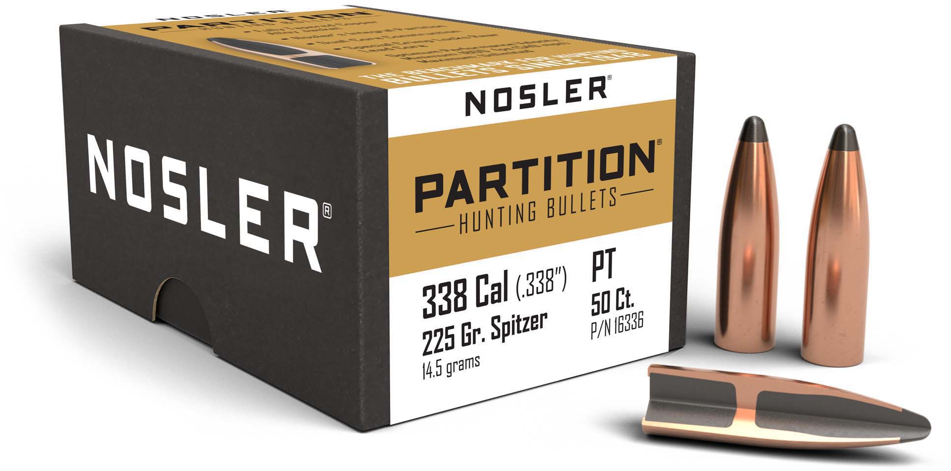 Nosler Partition .338 Caliber 225 Grain Rifle Bullet