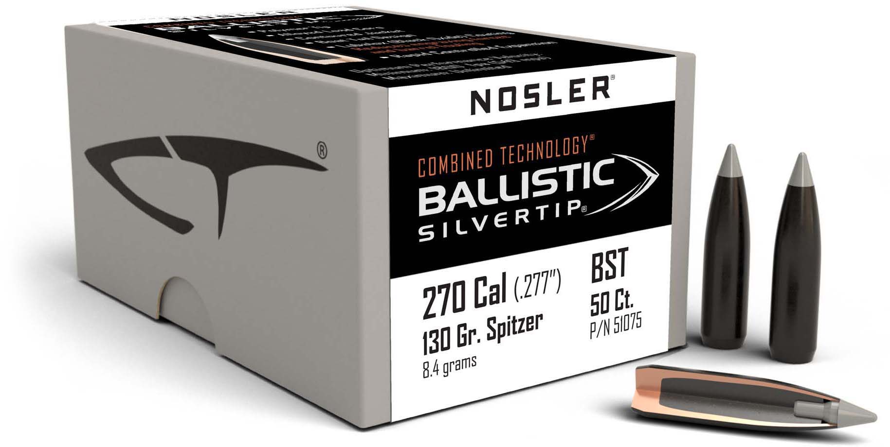 Nosler Silvertip Hunting Rifle Bullet .270 Caliber 130gr Ballistic Tip