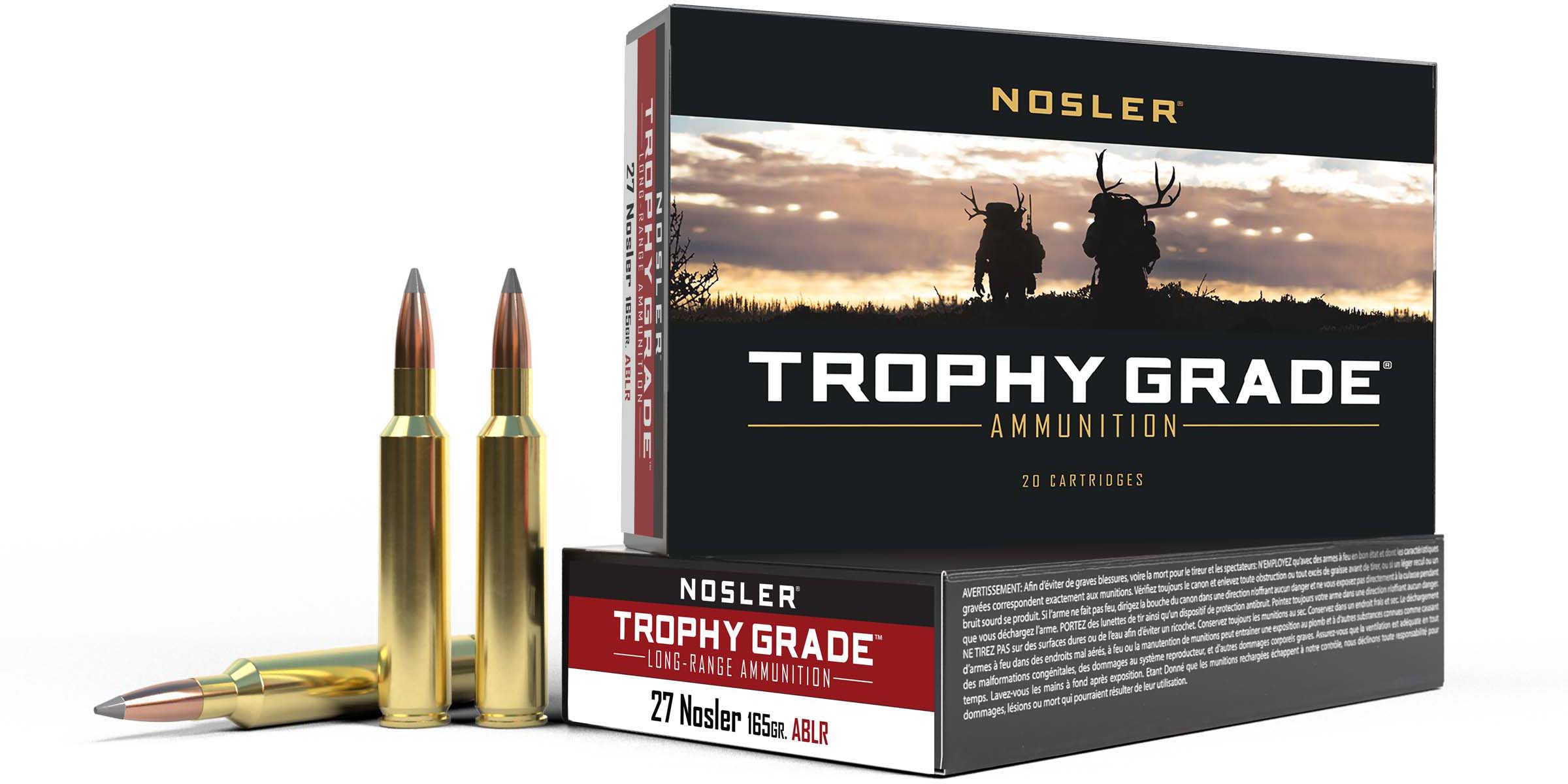 Nosler Trophy Grade .27 Nosler 165 Grain AccuBond Long Range Brass Cased Centerfire Rifle Ammunition