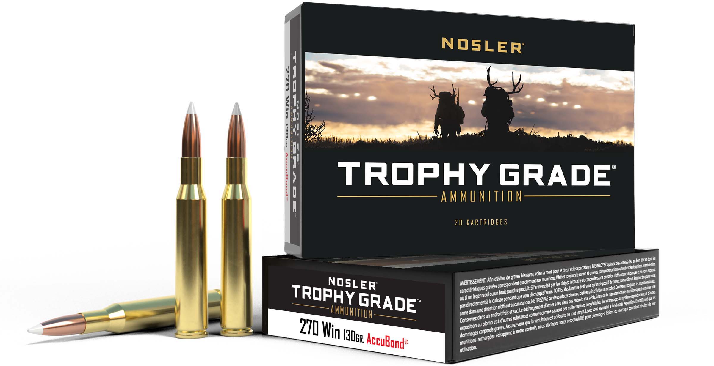 Nosler Trophy Grade .270 Winchester 130 Grain AccuBond Brass Cased Centerfire Rifle Ammunition