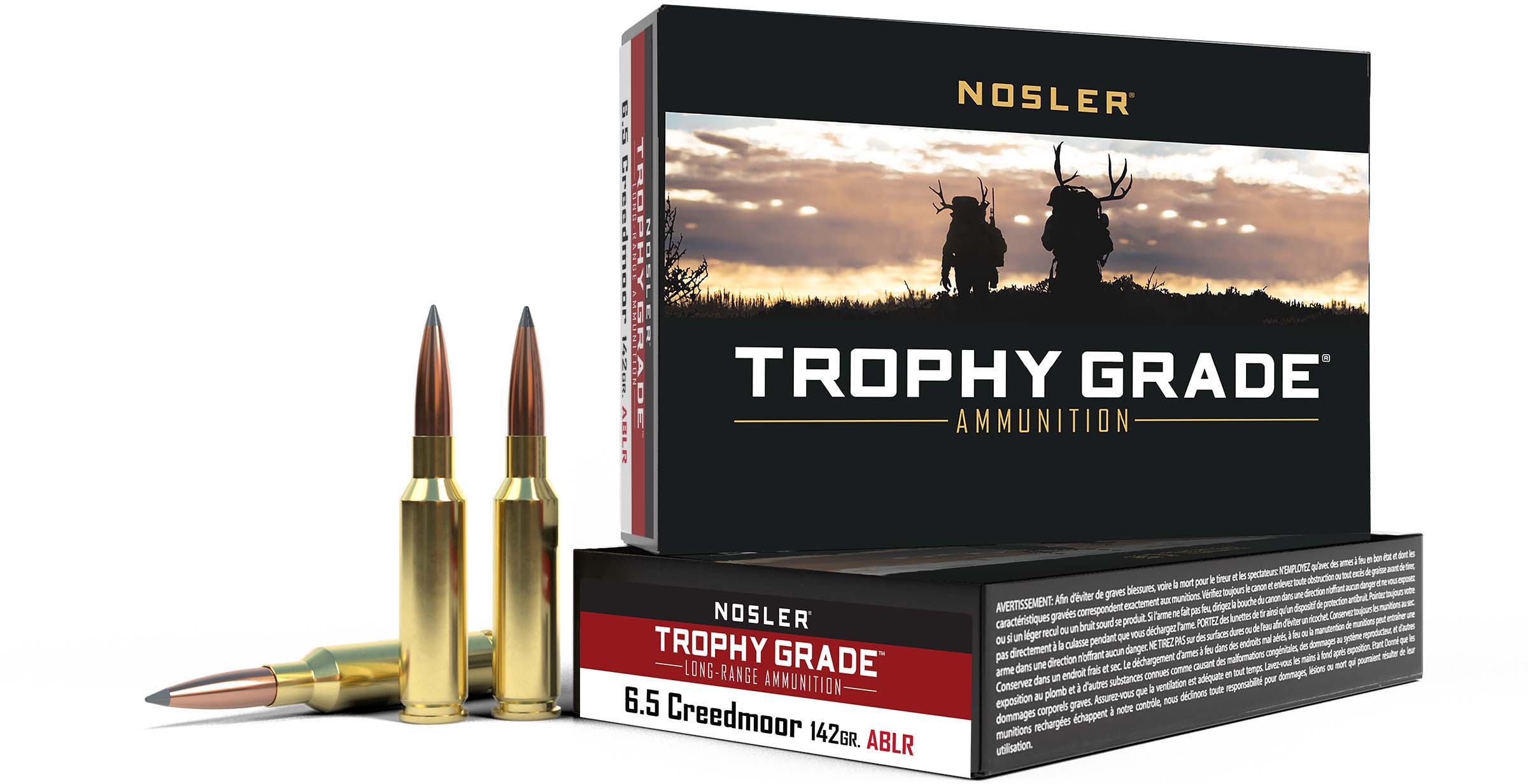 Nosler Trophy Grade 6.5mm Creedmoor 142 Grain AccuBond Brass Cased Centerfire Rifle Ammunition