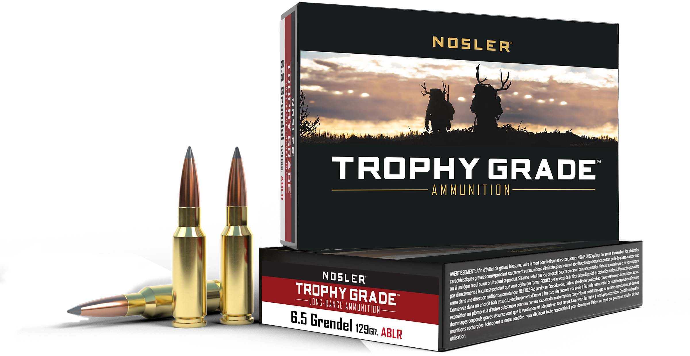 Nosler Trophy Grade 6.5mm Grendel 129 Grain AccuBond Brass Cased Centerfire Rifle Ammunition