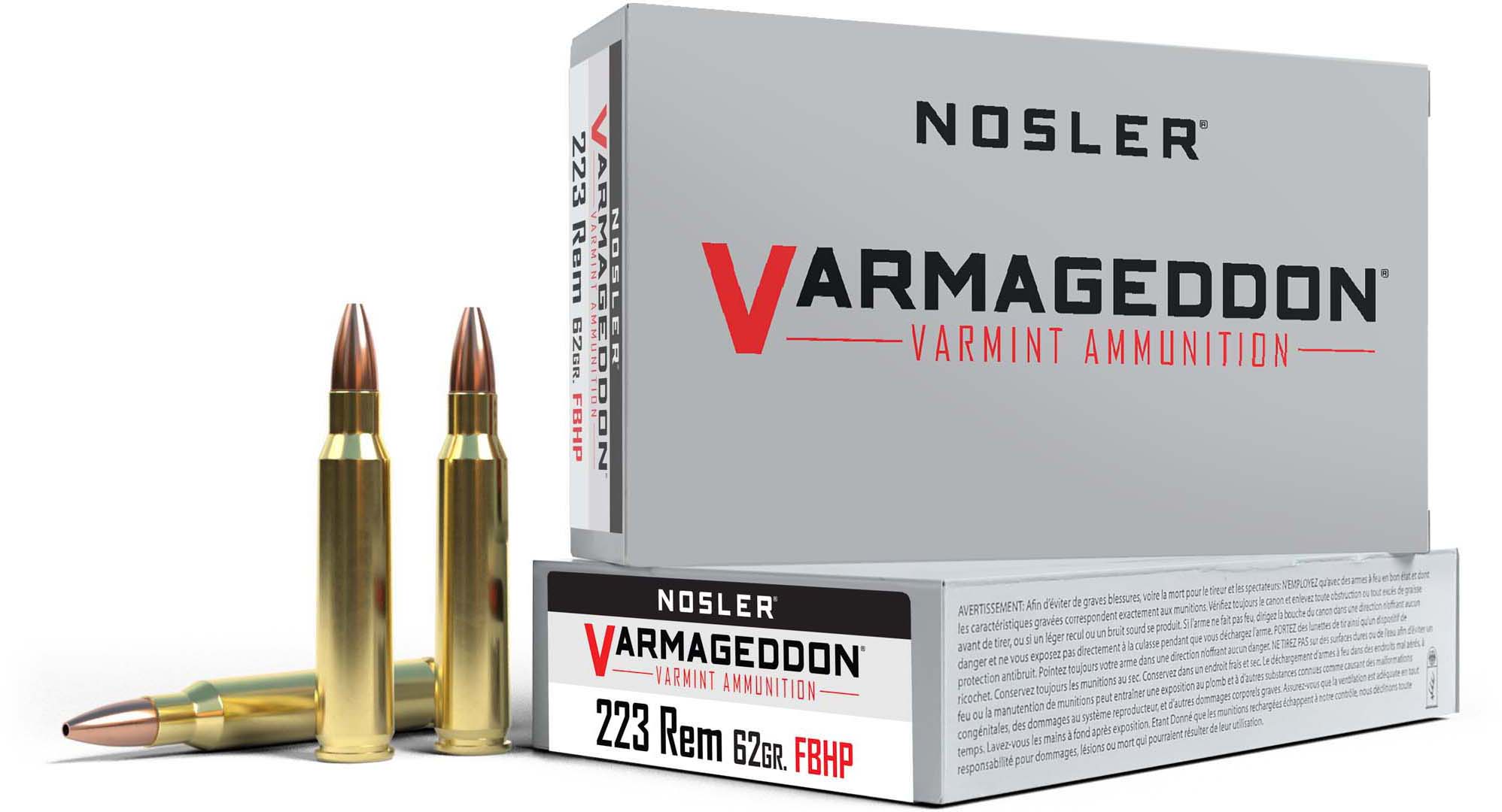 Nosler Varmageddon .223 Remington 62 Grain Flat Base Hollow Point Brass Cased Centerfire Rifle Ammunition