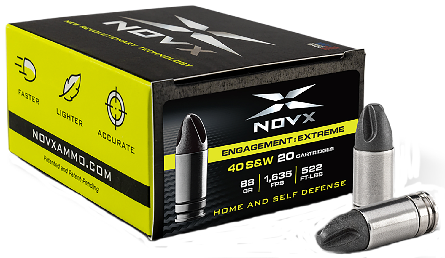 NovX Ammunition Engagement Extreme .40 S&W 88 Grain Steel Cased Centerfire Pistol Ammunition