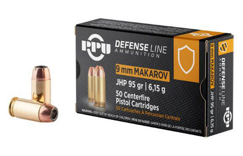 PPU 9X18 MAKAROV JHP 95 Grain Brass Cased Pistol Ammunition