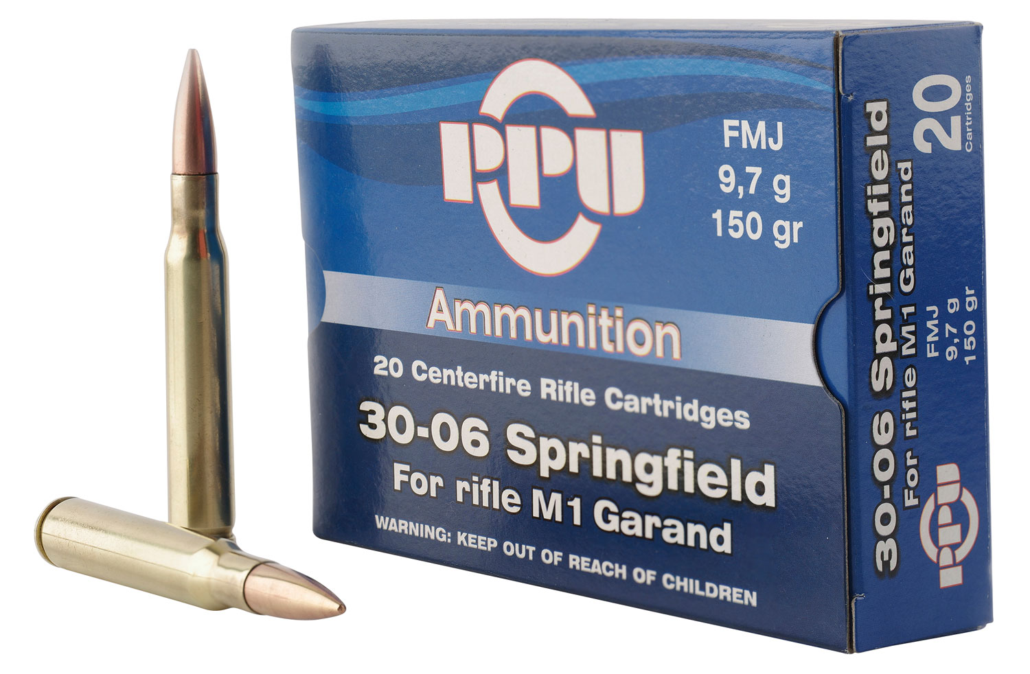 PPU PP3006G Standard Rifle 30-06 Springfield 150 Gr Full Metal Jacket (FMJ)