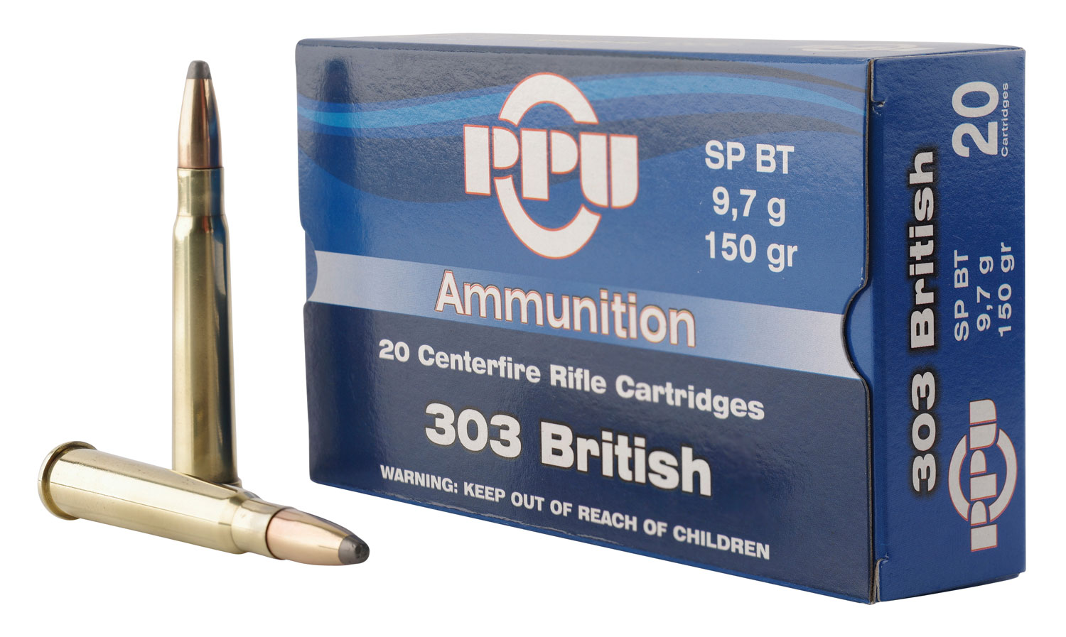 PPU Standard Rifle .303 British 150 Grain Soft Point Brass Cased Rifle Ammunition