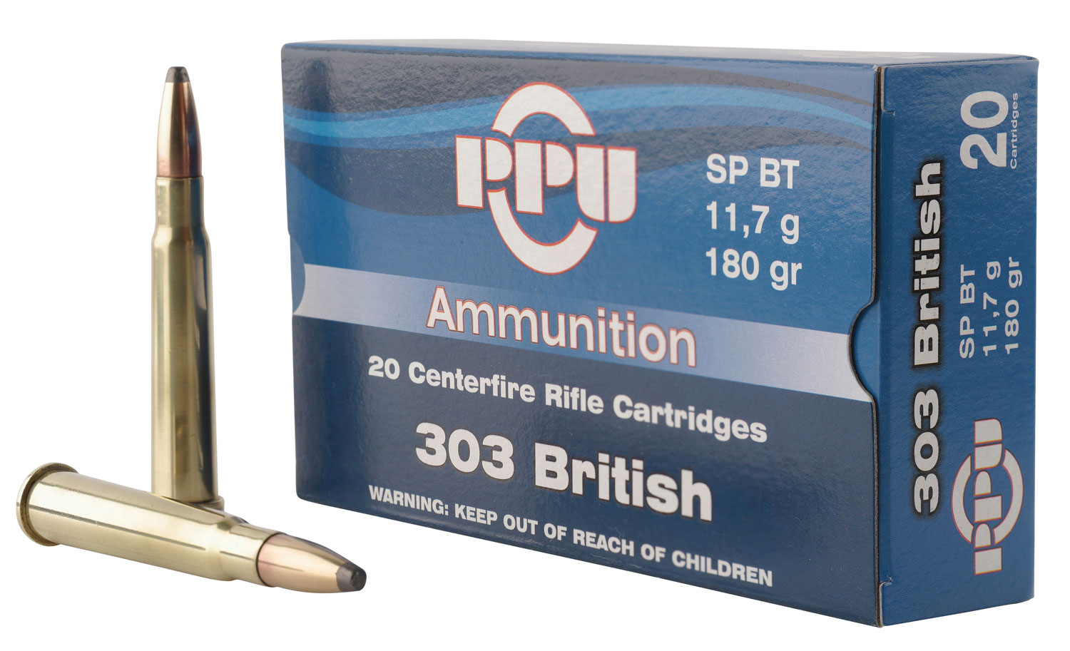 PPU Standard Rifle .303 British 180 Grain Soft Point Brass Cased Rifle Ammunition