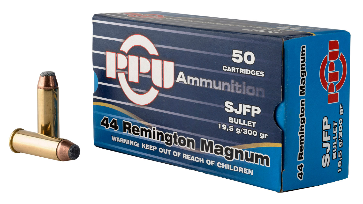 PPU PPH44MF Handgun 44 Rem Mag 300 Gr Semi Jacketed Flat Point (SJFP)