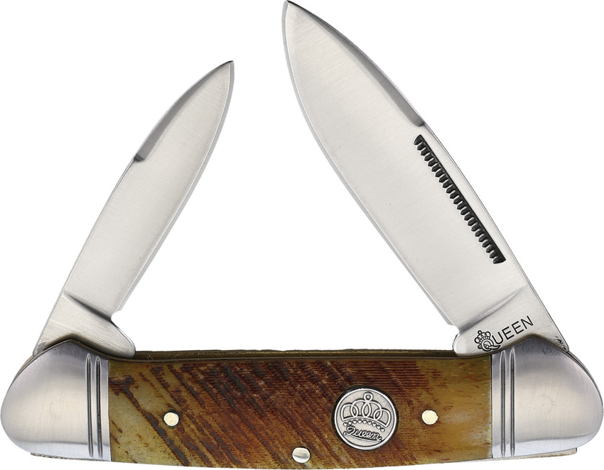 Queen Canoe Sawcut Bone Folding Knife