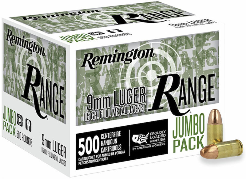 Remington 9mm Luger 115 Grain FMJ Range Handgun Pistol Ammo