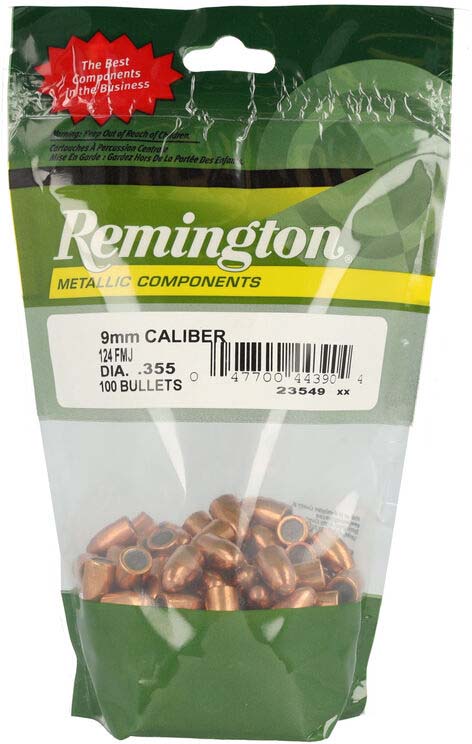 Remington Component Handgun Bullet 9mm 124 Grain, FMJ