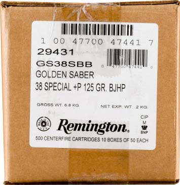 Remington Premier Golden Saber .38 Special 102 Grain Brass Jacketed Hollow  Point Nickel-Plated Brass Cased Pistol Ammunition 29431