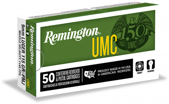 Remington UMC Handgun 9 mm Luger 147 Grain Full Metal Jacket Centerfire Pistol Ammunition